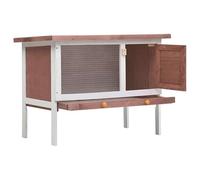 Conejera de madera para animales pequeños - Establo marrón de 1 nivel con diseño robusto para interior y exterior, fácil de montar y fácil de limpiar