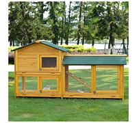 Conejera de Madera para Exteriores de 70 '', gallinero Grande, Jaula para gallinas, jardín, Patio Trasero, casa para Mascotas con Puerta de ventilación, Bandeja extraíble y rampa (marrón 180x54x94cm)