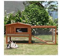 Conejera de Madera para Exteriores, gallinero, Jaula para Aves de Corral con rampas, Bandeja extraíble, Techo Impermeable para Conejos, Pollos y cobayas (marrón 158x58x68cm)