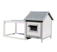 Conejera de Madera Resistente a la Intemperie de 58 ", gallinero Grande de Madera para Exteriores, Jaula para Perros con Techo de Asfalto Inclinado y Divertido Parque al Aire Libre (A 146x75x83cm)