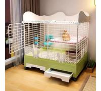 Conejera doble con almacenamiento, para animales pequeños con dos bandejas deslizantes para conejos, chinchillas y hurones