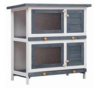 Conejera exterior 4 puertas 90 x 45 x 90 cm, color gris madera 02_0000592