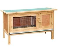 Conejera FRED 100 x 45 x 62 cm | Marrón, 100 × 45 × 62 cm, establo de madera para conejos y cobayas con bandeja extraíble