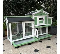 Conejera Grande para Conejos, Jaula para Conejos con Techo De Asfalto Resistente Al Agua, Hábitat para Animales Pequeños Ideal para Conejos, Pollos Y Cobayas(Cyan)