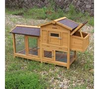 Conejera Grande para Conejos, Jaula para Conejos con Techo De Asfalto Resistente Al Agua, Hábitat para Animales Pequeños Ideal para Conejos, Pollos Y Cobayas(Wood Color)
