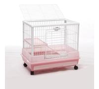 Conejera interior con ruedas y techo corredizo panorámico para una fácil interacción y limpieza de mascotas