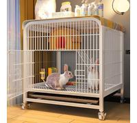 Conejera interior para 2 conejos, con techo, corral de juego para animales pequeños en interiores, para hurón/chinchilla/gatito (color: blanco)