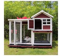 Conejera Jaula Grande para Conejitos Gallinero de Madera de Doble Capa para Exteriores Casa para Mascotas en el jardín con Rampas Bandeja extraíble (A 125x63x105cm)