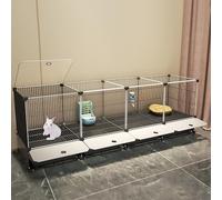 Conejera panorámica Transparente para Conejos, Jaula Interior para Conejos, Valla metálica para Mascotas DIY, Bandeja grande Impermeable elevada, Gran Espacio