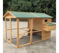 Conejera para aves de corral al aire libre con techo impermeable, bandeja extraíble, rampa, caja nido y puerta doble para un acceso seguro y fácil