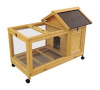 Conejera para Conejos Al Aire Libre, Gallinero Arbolado con Techo De Asfalto Y Bandeja Extraíble, Jaula para Conejos Ideal para Cobayas Y Aves De Corral De Animales Pequeños(Wood Color)