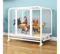 Conejera para Exteriores, Gallinero De Metal con Bandeja Extraíble Y Ruedas Móviles, Jaula para Cobayas para Erizos De Animales Pequeños(White,61 * 45 * 58CM)