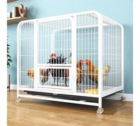 Conejera para Exteriores, Gallinero De Metal con Bandeja Extraíble Y Ruedas Móviles, Jaula para Cobayas para Erizos De Animales Pequeños(White,95 * 65 * 85CM)