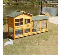 Conejera para Exteriores, Jaula para Conejos De Dos Pisos con Recorrido Inclinable Y Bandejas, Gallinero Grande De Madera para Conejos, Gallina, Cobaya, Mascota(Golden Brown)