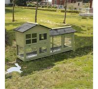 Conejera para Exteriores, Jaula para Conejos De Dos Pisos con Recorrido Inclinable Y Bandejas, Gallinero Grande De Madera para Conejos, Gallina, Cobaya, Mascota(Malt Green)