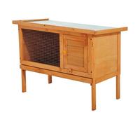 PawHut Casa para Conejos Exterior Conejera Grande de Patas Elevadas con Bandeja Extraíble Fácil de Limpiar Estable Buena Ventilación 90x45x65cm Color Madera