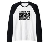Conejillos de Indias Este es mi Disfraz Humano Soy Realmente un Conejillo de Indias Camiseta Manga Raglan