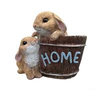 Conejito compacto de resina con función de drenaje para cultivar pequeñas plantas incluyendo hierbas y cactus en interiores durante todo el año (marrón)