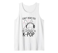 Conejito con Auriculares Modo K-Pop Estilo Anime Camiseta sin Mangas