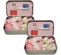 Conejito de Bolsillo en Caja de hojalata, Mini conejitos abrazados en Caja, Relleno for Cesta de Pascua, Lindos Adornos de Conejo, Regalo de Pascua(D)