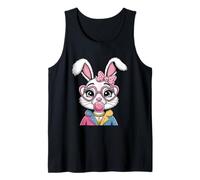 Conejito de Pascua cara coqueta arco estético feliz día de Pascua Camiseta sin Mangas