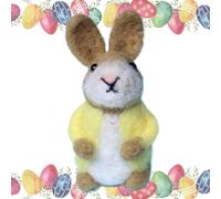 Conejito de Pascua de fieltro - Decoración artesanal con animales de ganchillo, figura de conejo de fieltro suave que lleva un abrigo colorido, acento de exhibición de mesa, extravagante