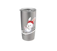 Conejito de Pascua esponjoso haciendo Pilates Reformer Machine Pilates Vaso térmico de acero inoxidable de doble pared