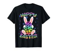 Conejito de Pascua Feliz Estampado de leopardo Huevo de Pascua Conejo Camiseta