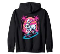 Conejito de Pascua Monopatín Retro 80s Puesta de Sol Sudadera con Capucha