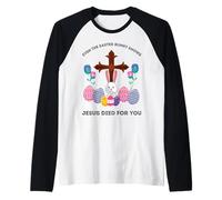 Conejito de Pascua sabe que Jesús murió por ti Pascua cristiana divertida Camiseta Manga Raglan