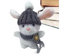 Conejito de peluche - Juguete de conejo de tela hecha a mano, sombrero de punto Comfort Buddy, lindo recuerdo de vacaciones, tarjeta de compras , conjunto encantador con decoración de