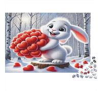 Conejito de San Valentín Puzzle 1000 Piezas Papel Reciclado para Adultos Puzzle para Adultos Juego Familiar Divertido y desafiante Juego Educativo para descompresión 52x38cm/1000pcs