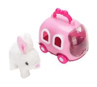 Conejito de Simulación Eléctrica, Conejo de Peluche Interactivo, Juguete para Niños, Material de Felpa Suave y con Jaula y Accesorios