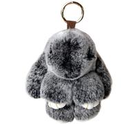 Conejito llavero negro muñeco con conejo esponjoso llavero con buque de conejito con hebilla de metal lindo hechicero kawaii peluche keychain para bolsos, mochilas, teléfonos celulares, autos