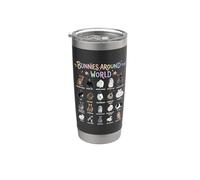 Conejitos alrededor del mundo Razas de Conejos Gráfico Animal Mascota Vaso térmico de acero inoxidable de doble pared