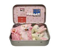 Conejitos de Bolsillo en una Caja de hojalata, Regalos for niños en Pascua, Mini Casas de Peluche, cestas de Pascua for Mascotas Hechas en casa.(B)