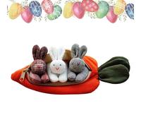 Conejitos en una bolsa de zanahoria, peluche de zanahoria rellena - Three Bunnies Easter Doll Carrot - Decoración de Pascua con cremallera para familiares, amigos, compañeros de clase