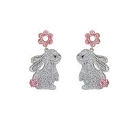 Conejo Acrílico Brillante Animal Colgado Pendientes Para Las Mujeres Lentejuelas Flor Rosa Conejo Mascota Declaración Gota Pendientes Stud Joyería De Fiesta Ligero, conventionnel, Metal, Sin piedra