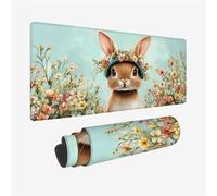 Conejo Alfombrilla Ratón XXL 800 x 400 x 3 mm Alfombrilla Escritorio Flor Fibra Extrafina Mouse Pad con Impermeable Antideslizante, Mejora La Precisión y La Velocidad, Mousepad para Casa, PC,Model 384