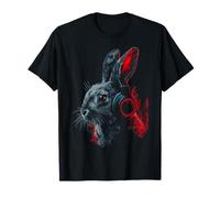 Conejo Amante Animal Motivo Música Auricular Obra De Arte Camiseta