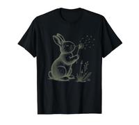 Conejo Amantes Soplando Diente De León Naturaleza Cottagecore Gráfico Camiseta gráfica económica, Hombre, Negro, M