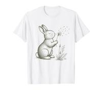 Conejo Amantes Soplando Diente De León Naturaleza Cottagecore Gráfico Camiseta gráfica económica, Hombre, Blanco, XL