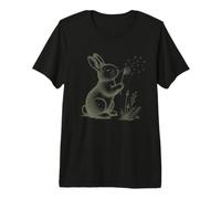 Conejo Amantes Soplando Diente De León Naturaleza Cottagecore Gráfico Camiseta Premium