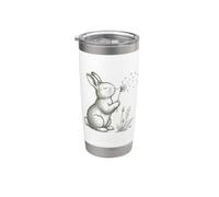 Conejo Amantes Soplando Diente De León Naturaleza Cottagecore Gráfico Vaso térmico de acero inoxidable de doble pared