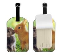 Conejo Amor Impreso,Etiquetas de equipaje de cuero sintético con nombre, etiquetas de viaje duraderas, 2 unidades