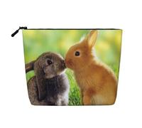 Conejo Amor Impreso,Neceser de Maquillaje de imitación Lino, Neceser de Viaje portátil