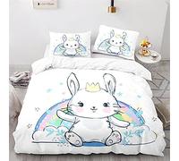 Conejo Arcoiris Fundas Nordicas Cama con Cremallera Fundas Nórdicas 200X200 Cm + 2 Fundas De Almohada 50X75 Cm Impresión Digital 3D Microfibre Ropa De Cama