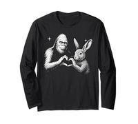 Conejo Bigfoot Sasquatch Corazón Mano Signo Amante de Mascot Manga Larga