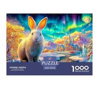 Conejo Blanco en un Pais de Hadas de Invierno Brillante Puzzle De 1000 Piezas Lindo Conejo Educativo Y Desafiante para Niños Y Adultos 70x50cm/1000pcs