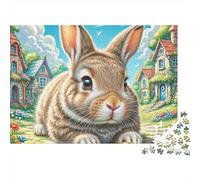 Conejo Campiña Puzzle de 1000 Piezas Papel para Adultos Escena de Pueblo Relajación Decoración Hogar 38x26cm/1000pcs